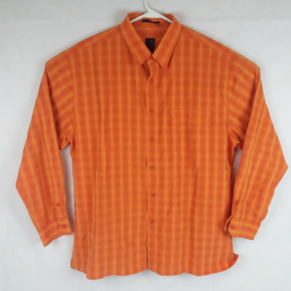 Men's XXL Vibrant Orange Checks Button Shirt